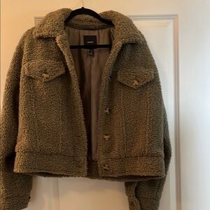 Olive Green Sherpa Jacket forever 21